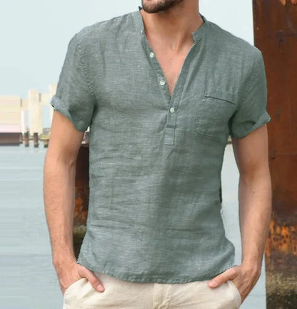Men's Casual Short Sleeve Button Shirt