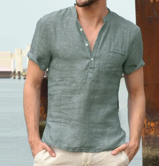 Men's Casual Short Sleeve Button Shirt