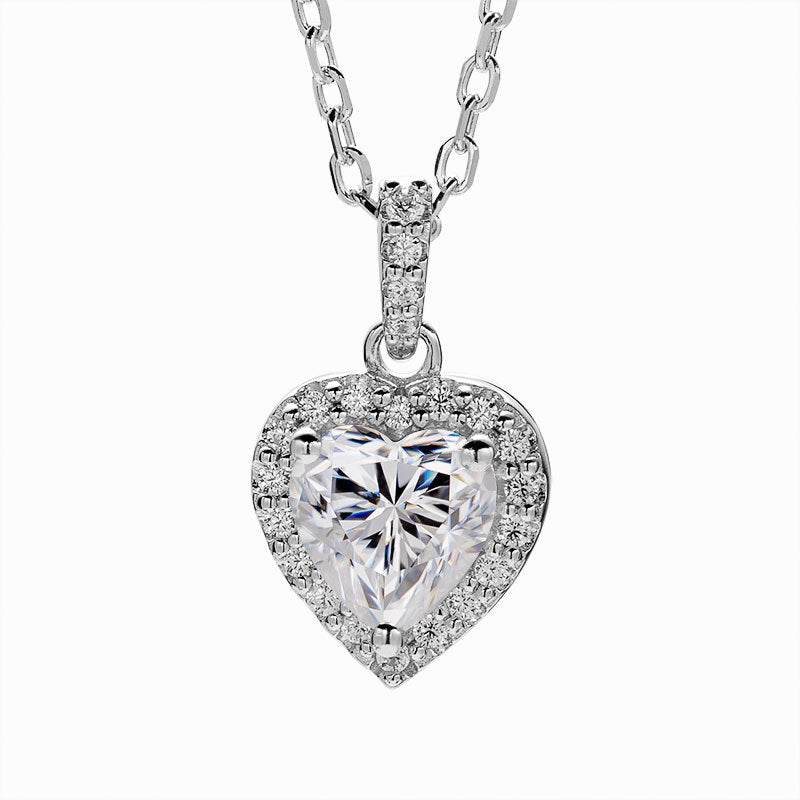 Moissanite Sterling Silver Heart Necklace