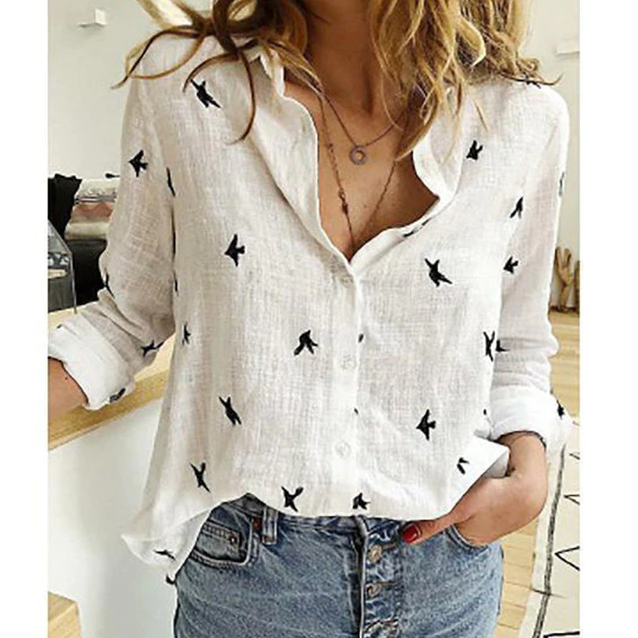 Women's Button-Up Long Sleeve Casual Shirt