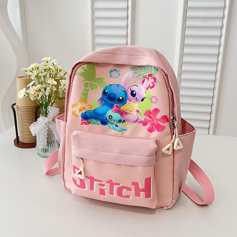 Stitch cartoon kids backpack - Pink Style 1