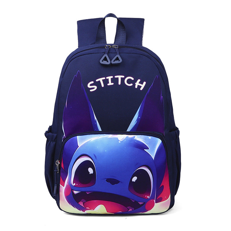 Stitch cartoon kids backpack - Navy Blue