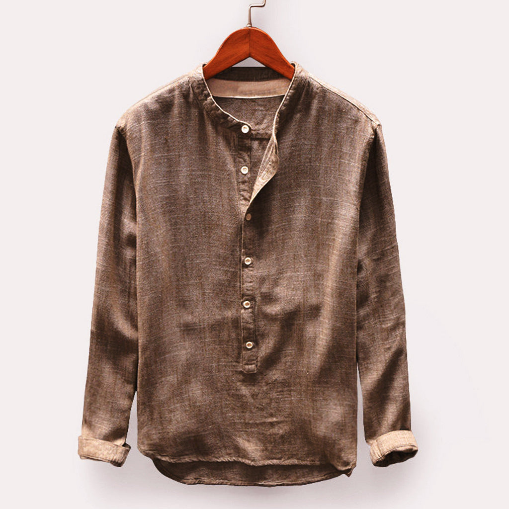 Men's Long Sleeve Casual Linen Shirt