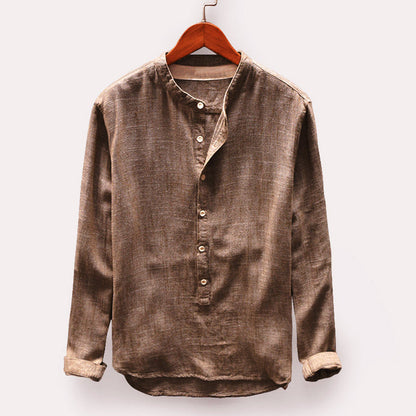 Men's Long Sleeve Casual Linen Shirt