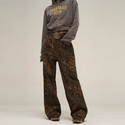 Women's Leopard Print Cotton Denim Jeans