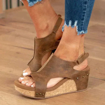 Women's Wedge Heel Sandals with Adjustable Straps