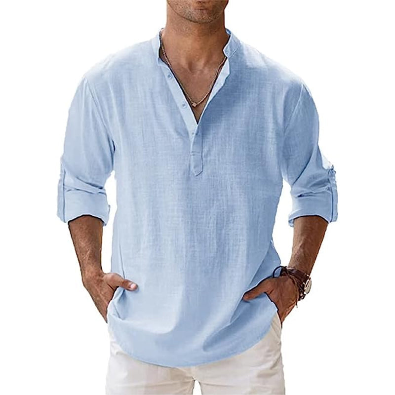 Men's Lightweight Henley Shirt with Button Placket
