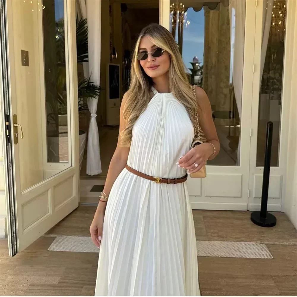 Elegant Summer Pleated Long Dress