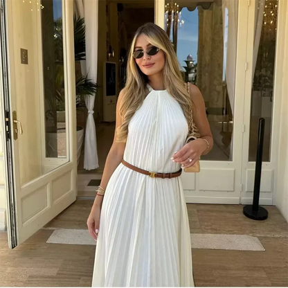 Elegant Summer Pleated Long Dress