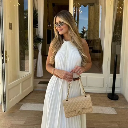 Elegant Summer Pleated Long Dress