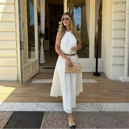 Elegant Summer Pleated Long Dress