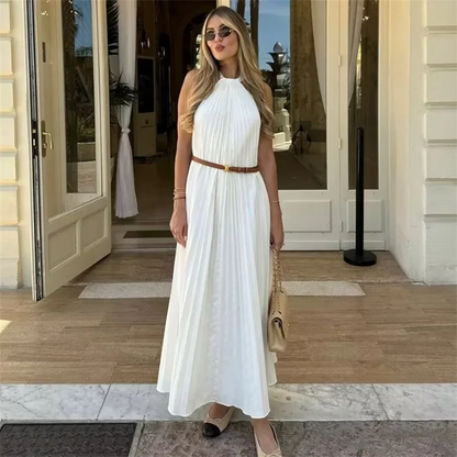 Elegant Summer Pleated Long Dress