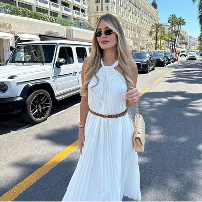 Elegant Summer Pleated Long Dress