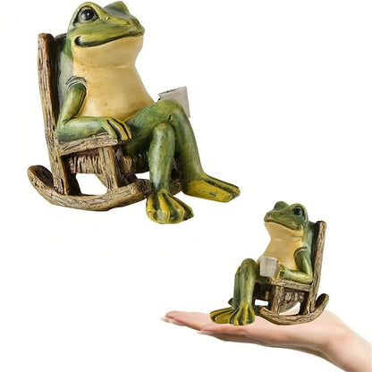 Solar Powered Frog Garden Statue with LED Light