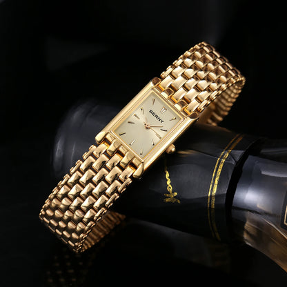 GOLDENLUXE – Elegant Square Quartz Watch for Women