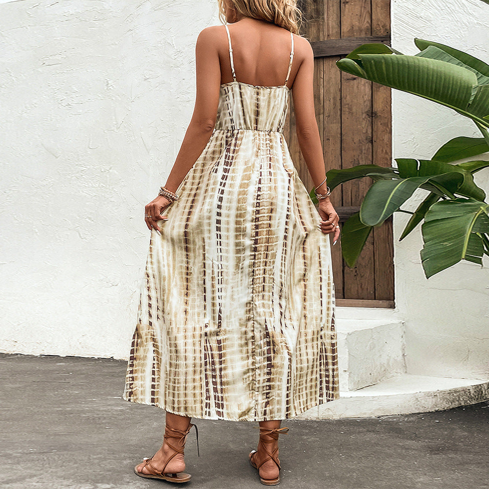 Chic Brown Maxi Summer Dress