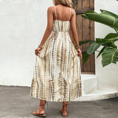 Chic Brown Maxi Summer Dress
