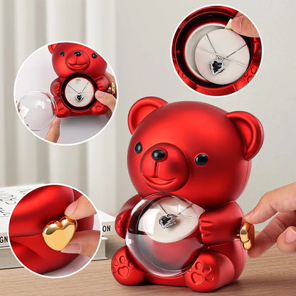 Rotating Bear Rose Jewelry Box – Gift for Her
