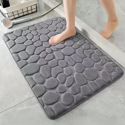 Non-Slip 3D Cobblestone Memory Foam Bath Mat