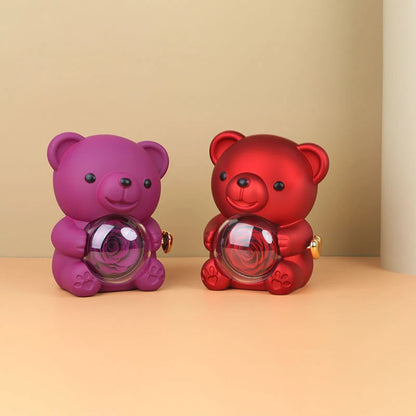 Double Heart Necklace with Bear Gift Box
