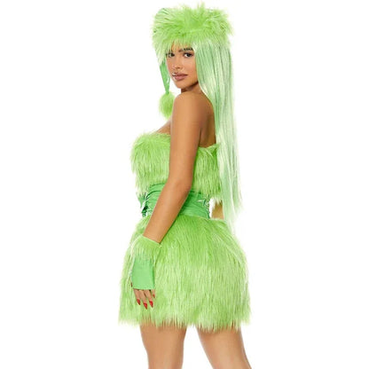 Green Hairy Monster Costume with Hat