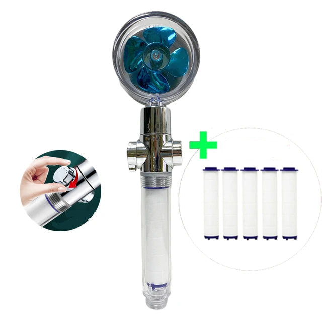 High-Pressure Handheld Turbo Fan Showerhead with Filters