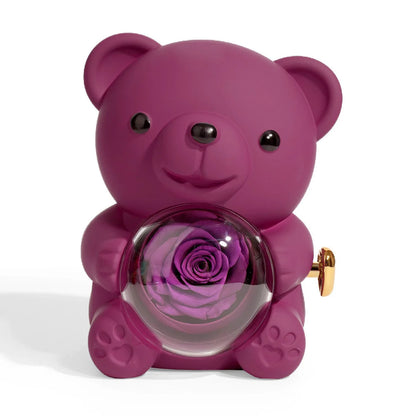 Rotating Bear Rose Jewelry Box – Gift for Her
