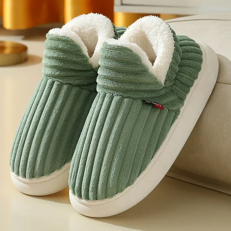 Plush Winter Slippers with Platform Sole