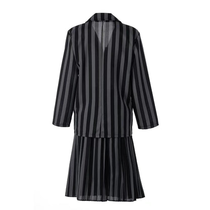 Black Striped Uniform Wednesday Addams Kids Costume Dress
