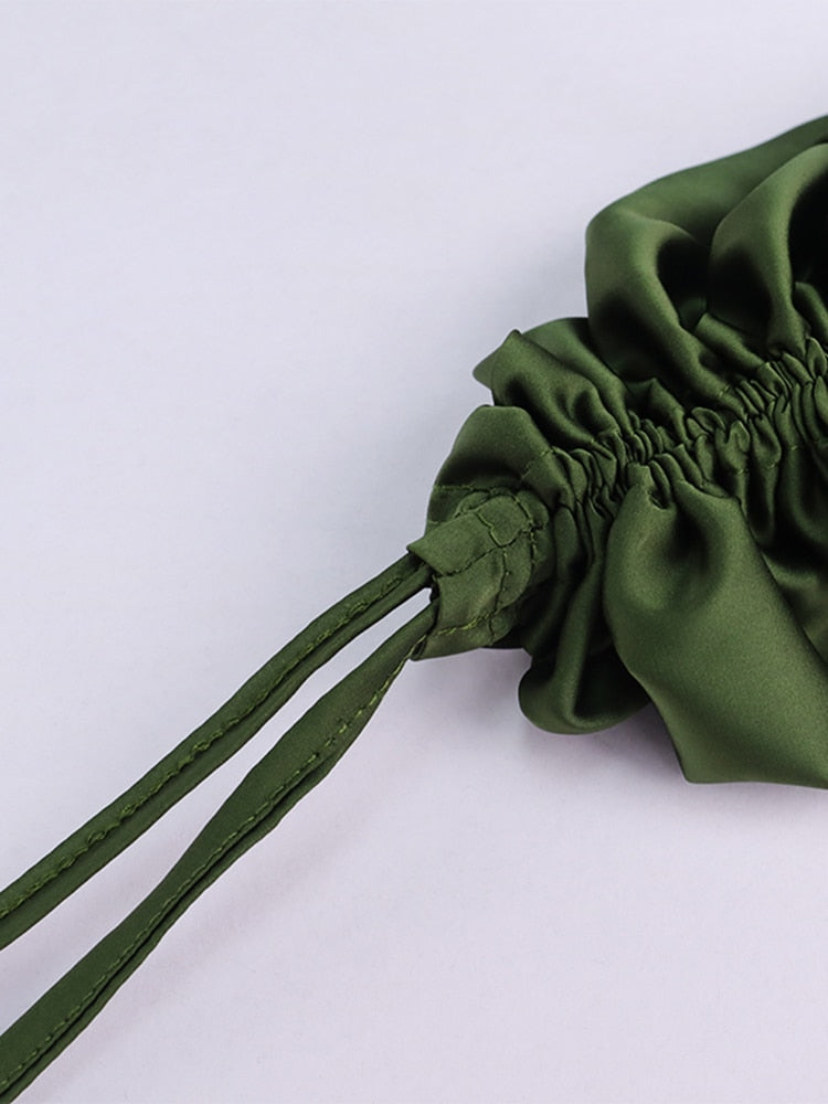 Elegant Long Satin Ruffle Dress