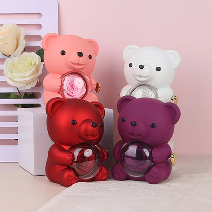 Rotating Bear Rose Jewelry Box – Gift for Her