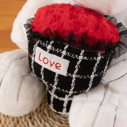 Snoopy Plush Toy Holding Flowers - Soft Stuffed Animal