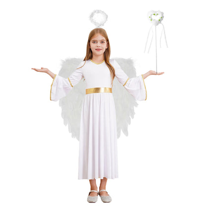4Pcs Girls Angel Costume Dress Wings Set