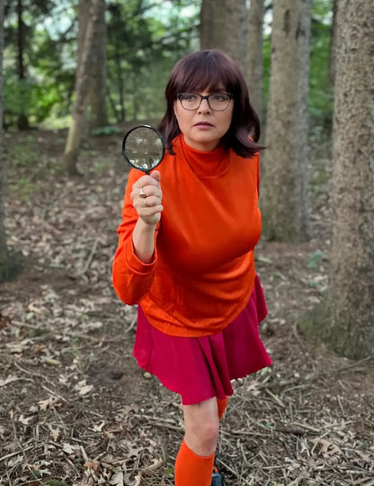 Halloween Velma Costume Set with Wig and Accessories