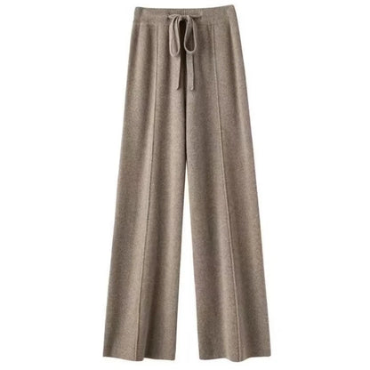 Wool Knitted Wide Leg Trousers for Women
