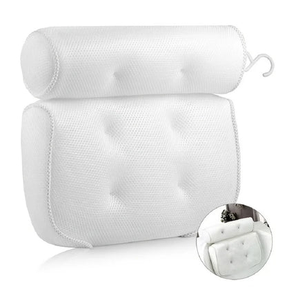 Luxury Bath Pillow – 3D Mesh, Suction, Neck Support