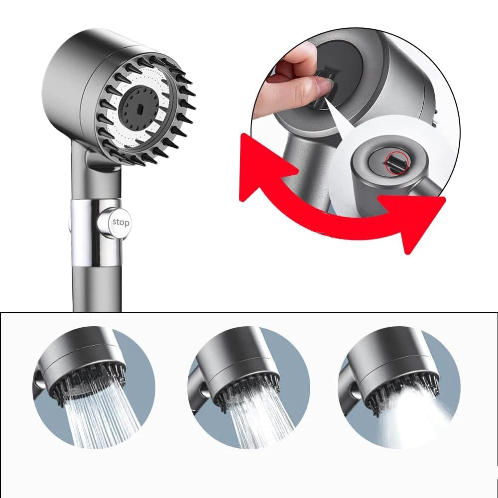 High-Pressure Filtered Shower Head with 3 Spray Modes