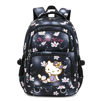 School Backpack with Cartoon Print and Multiple Compartments