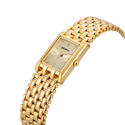 GOLDENLUXE – Elegant Square Quartz Watch for Women