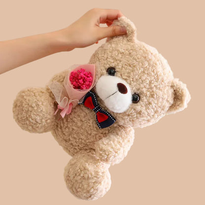 Kawaii Teddy Bear Plush with Bouquet - Romantic Gift