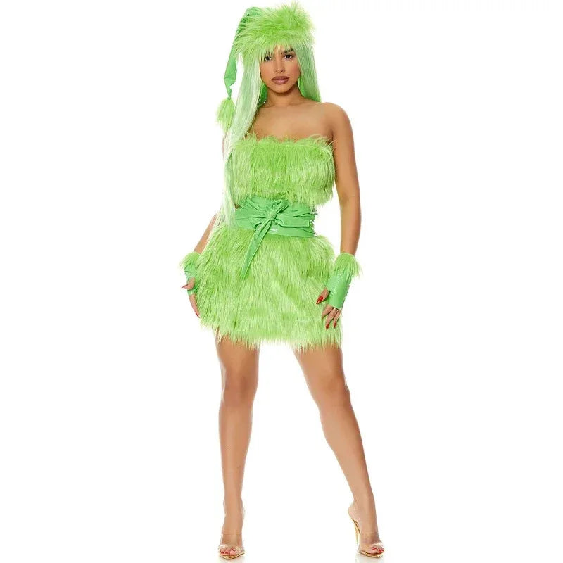 Green Hairy Monster Costume with Hat