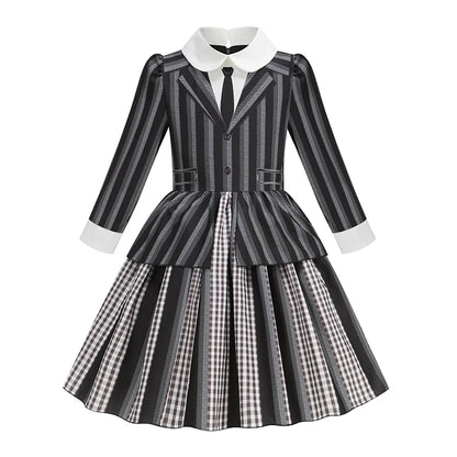 Girls' Halloween Wednesday Addams Costume Dress
