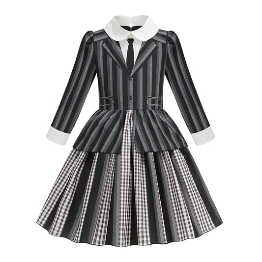 Girls' Halloween Wednesday Addams Costume Dress