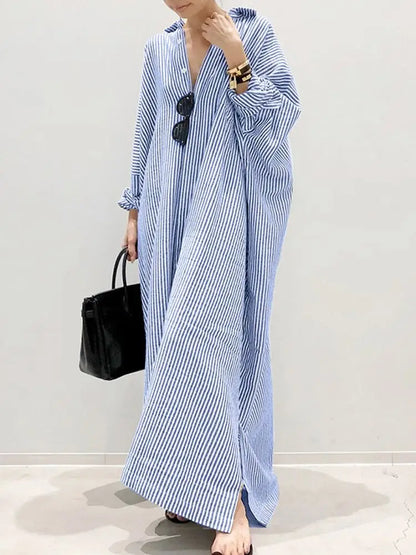 Chic Oversized Striped Maxi Dress