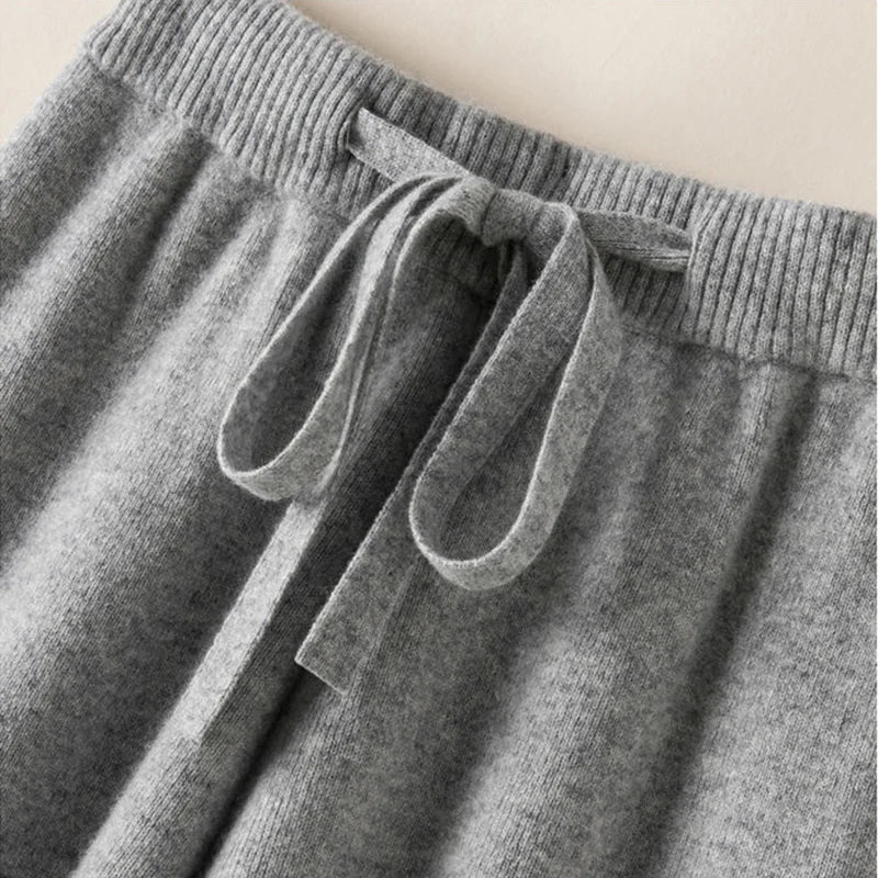 Knit High Waist Straight Ankle Pants for Women