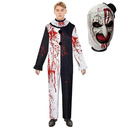 Men's Terrifier Art The Clown Jumpsuit Costume Set