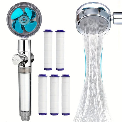 High-Pressure Handheld Turbo Fan Showerhead with Filters