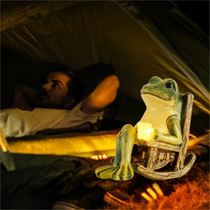 Solar Powered Frog Garden Statue with LED Light