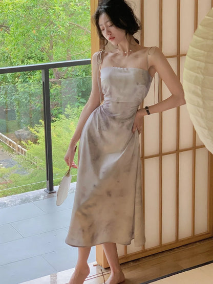 Elegant Long Satin Dress for Women