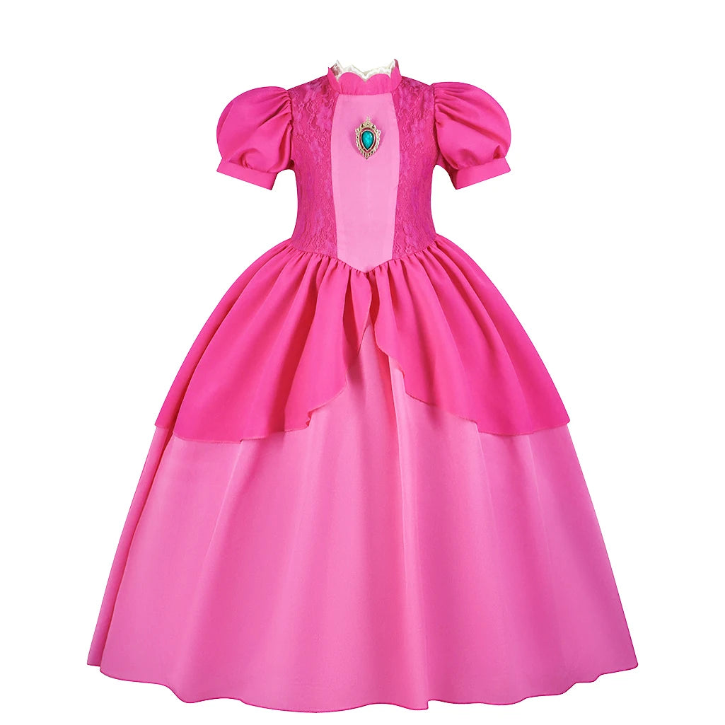 LED Princess Peach Costume Dress for Kids